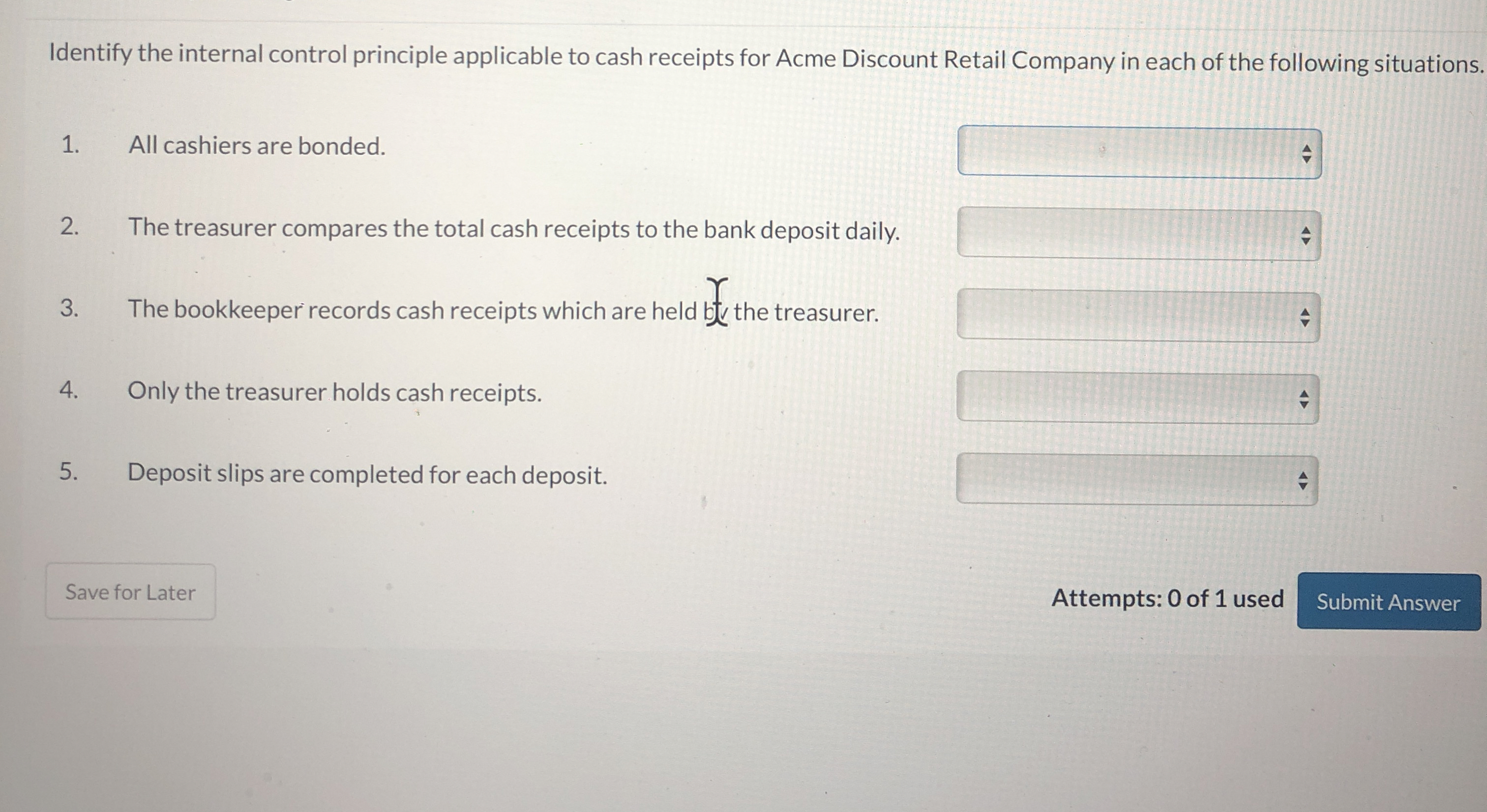 How to solve Identify the internal control