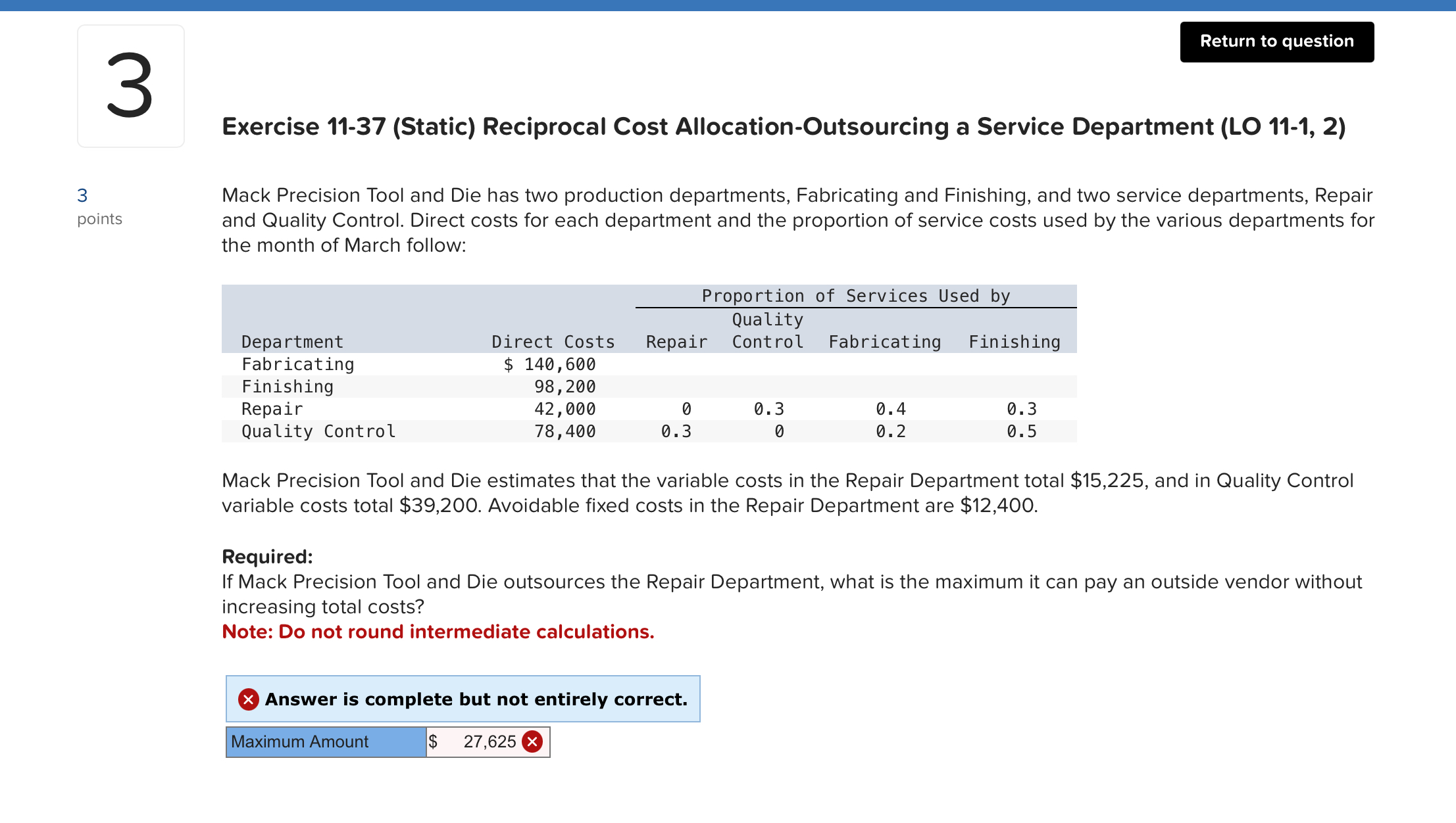 Exercise 1 1 - 3 7 ( Static ) Reciprocal Cost