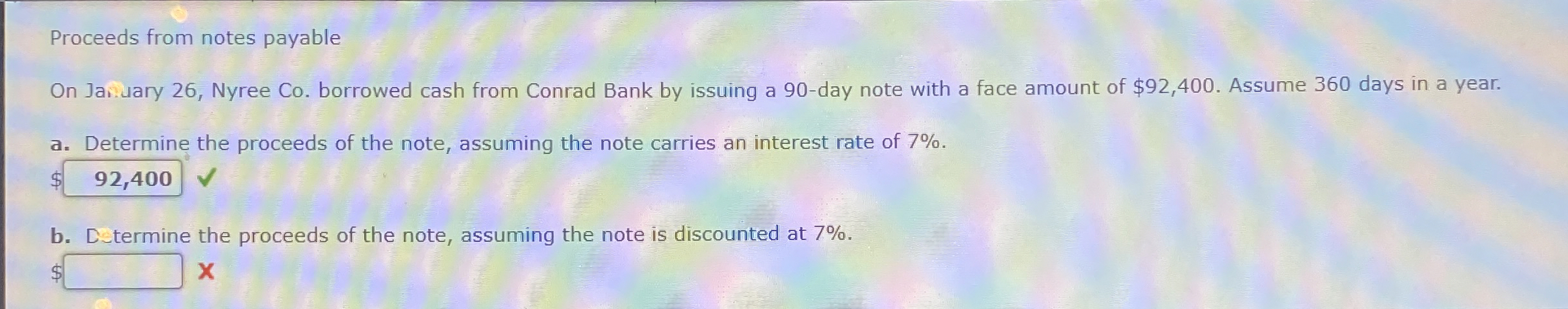 Proceeds from notes payable On Jansary 2 6 ,