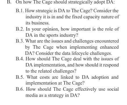 B. On how The Cage should strategically adopt DA: