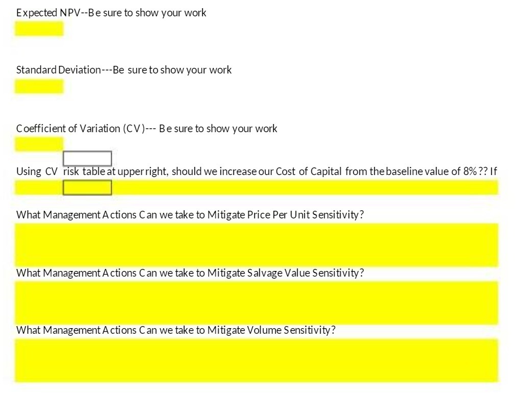 Expected NPV--Be sure to show your work Standard
