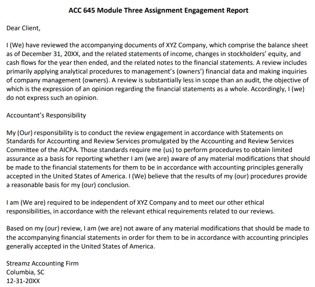 ACC 645 Module Three Assignment Guidelines and