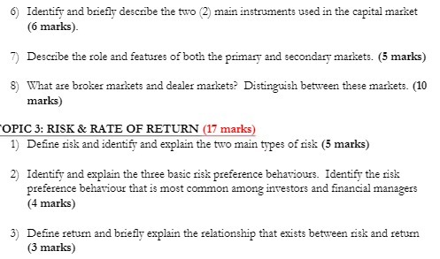 6) Identify and briefly describe the two (2) main
