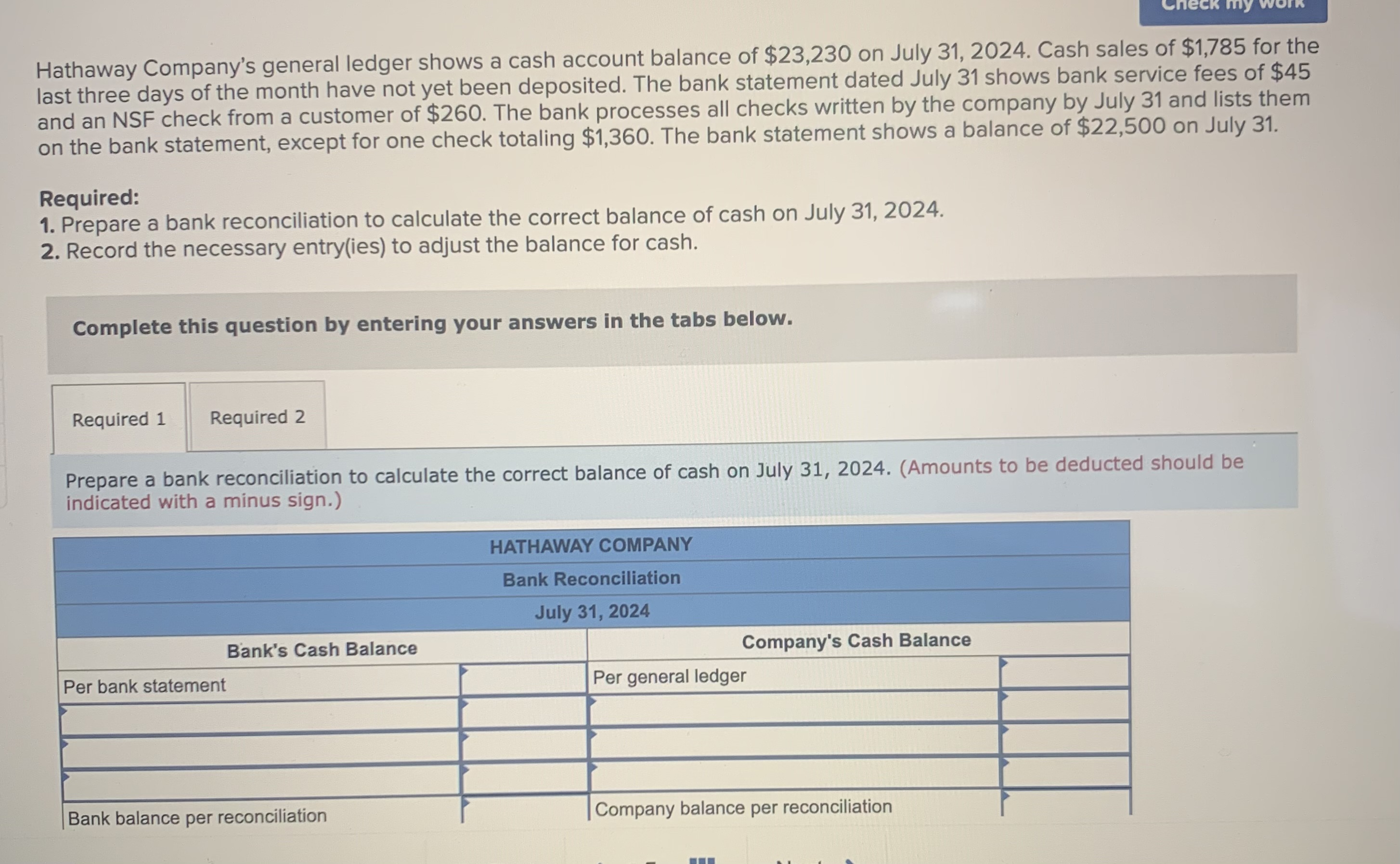 Please complete the tables below and please be