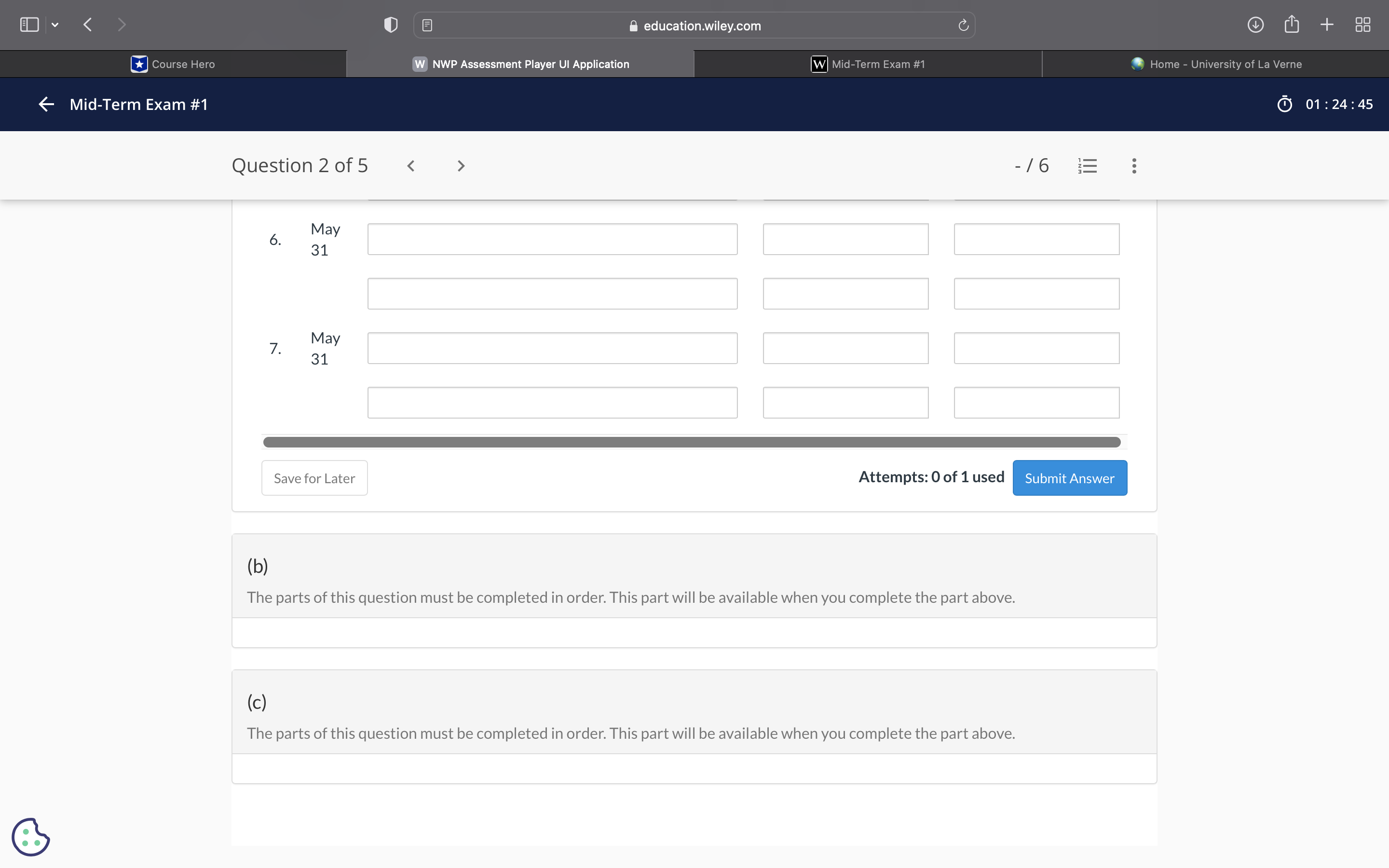 v education.wiley.com C + Course Hero W NWP