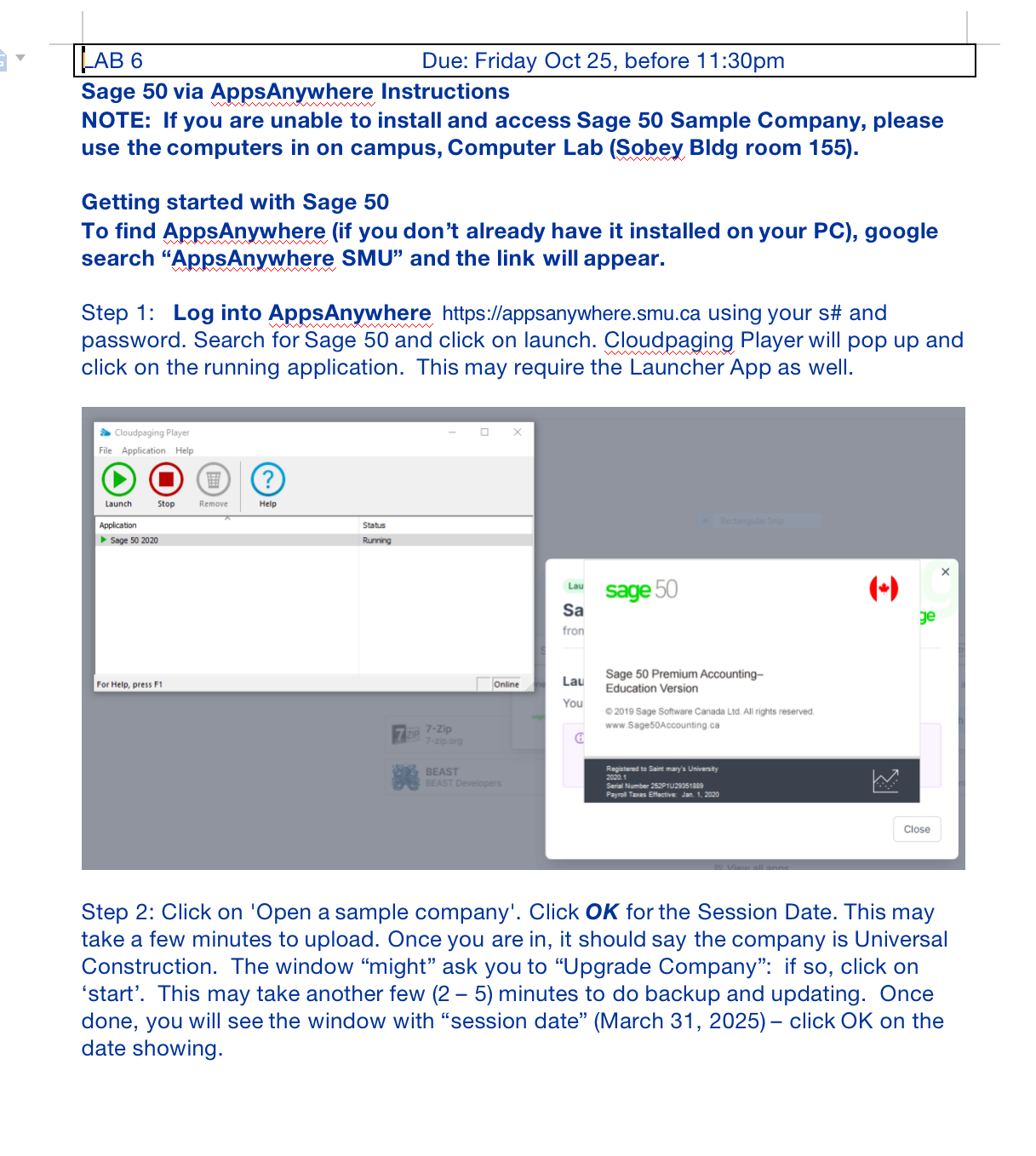 [_AB 6 Due: Friday Oct 25, before 11:30pm Sage 50