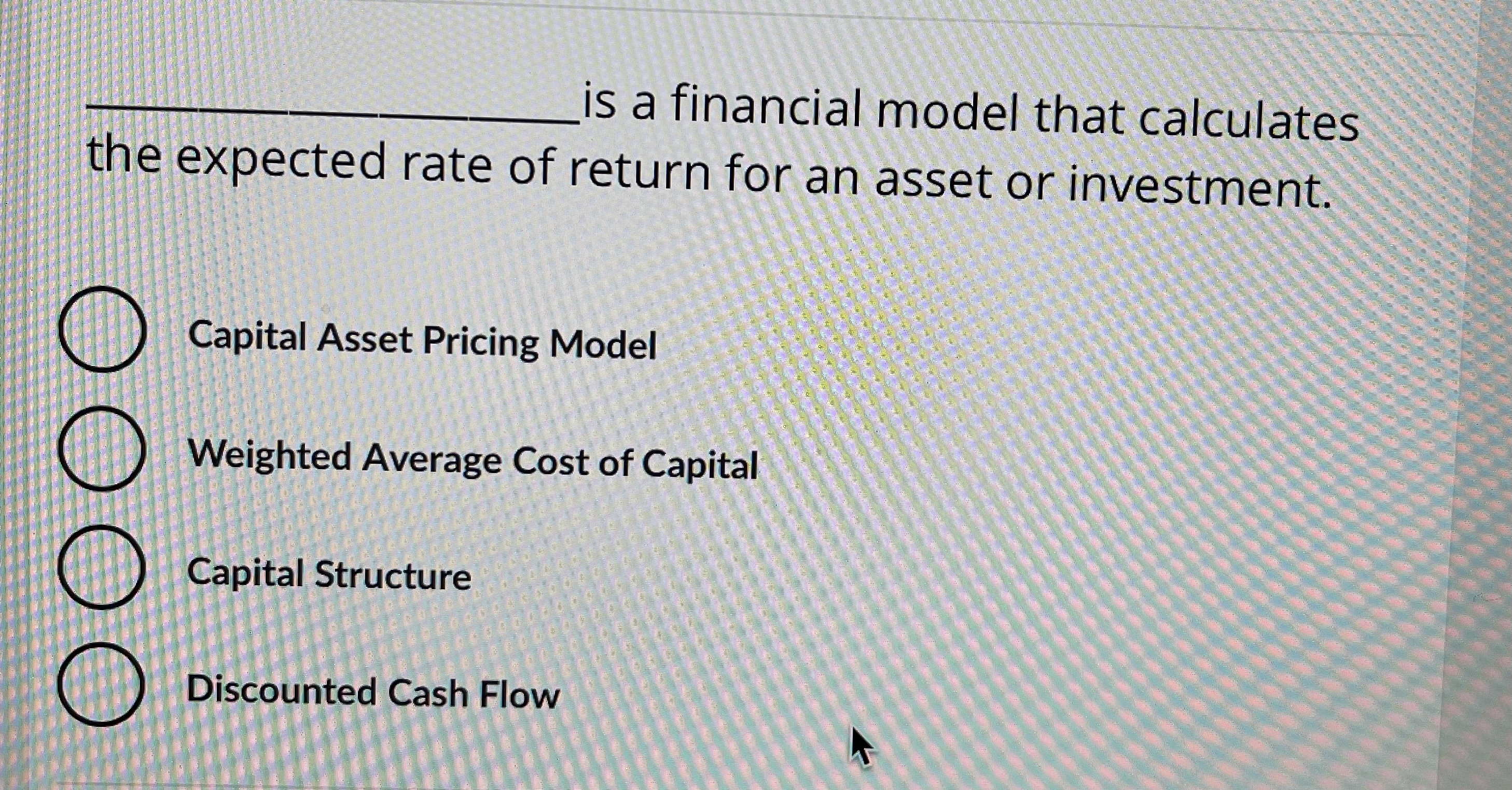 is a financial model that calculates the expected