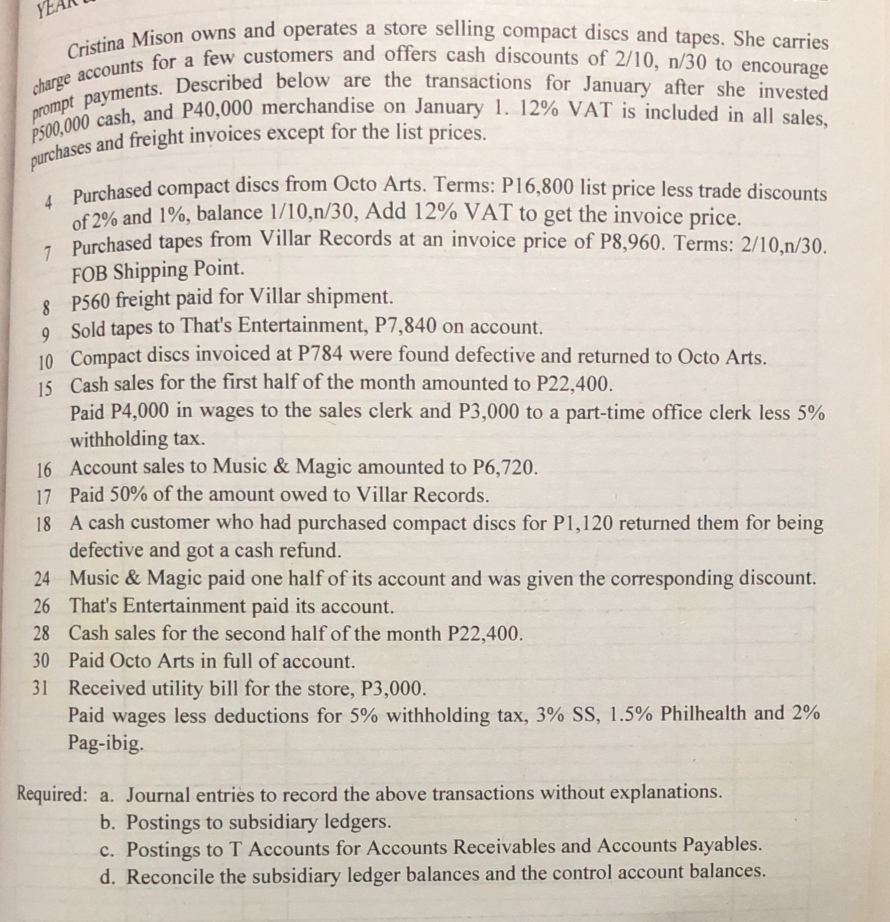 Please take note of the following corrections on