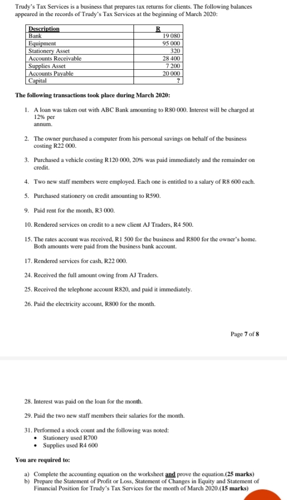 I need help with the accounting equation and