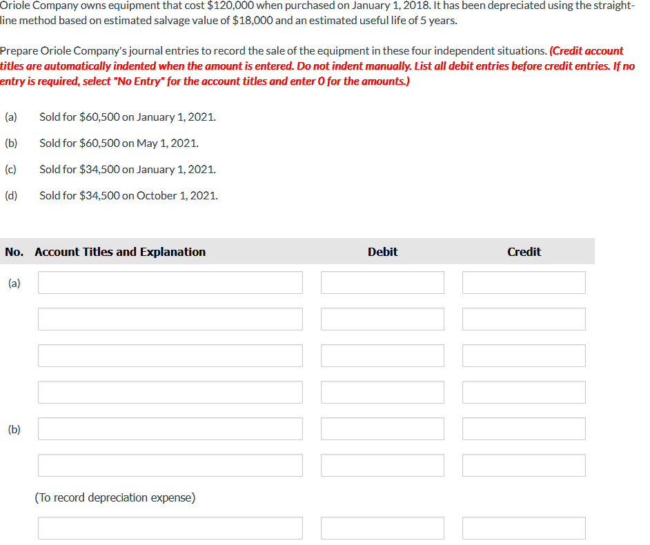 Oriole Company owns equipment that cost $120,000