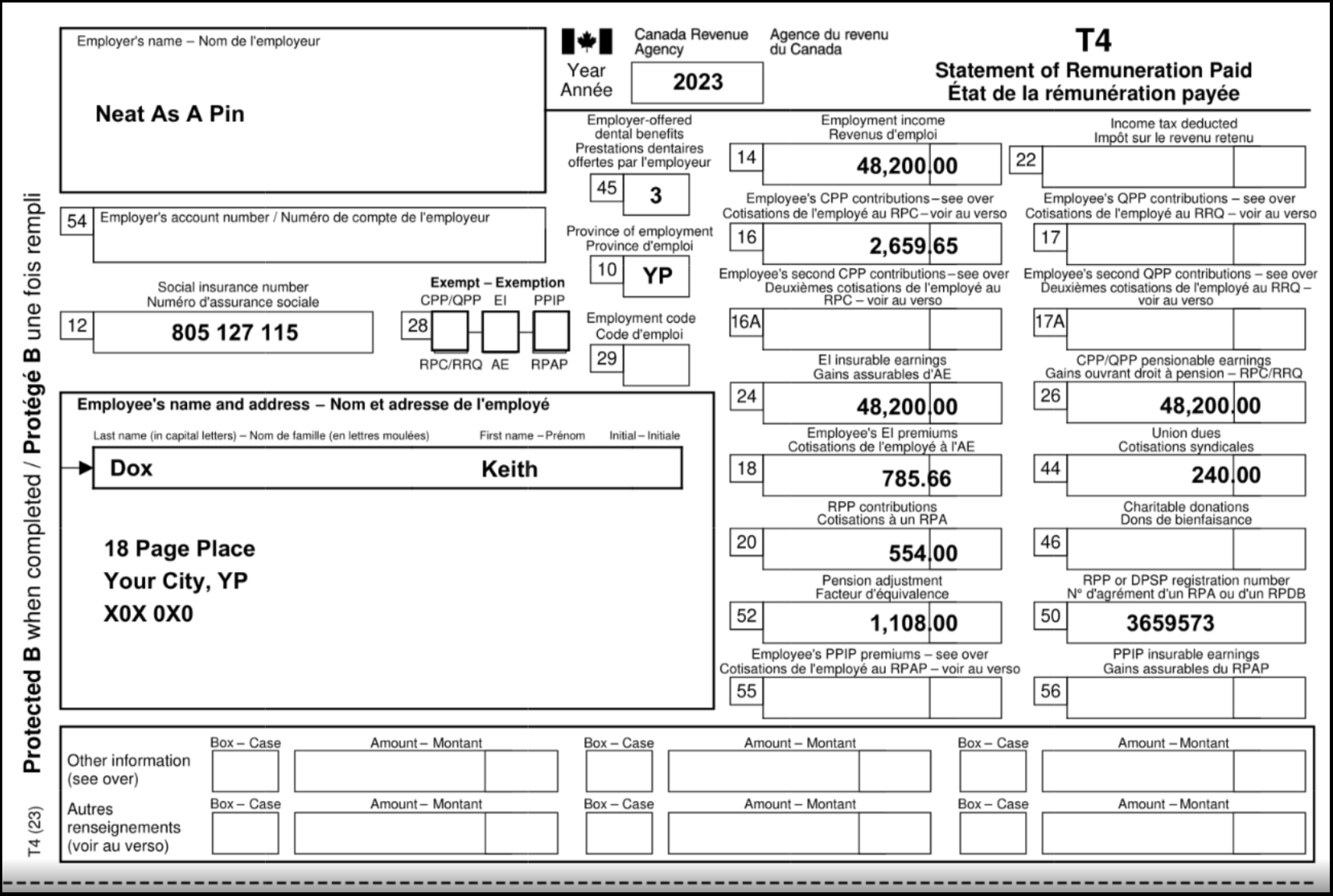 Taxpayer Information: Taxpayer #1 Name: Keith Dox