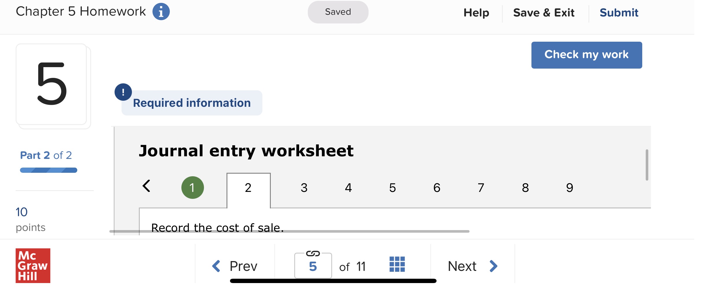 Required information Skip to question [The