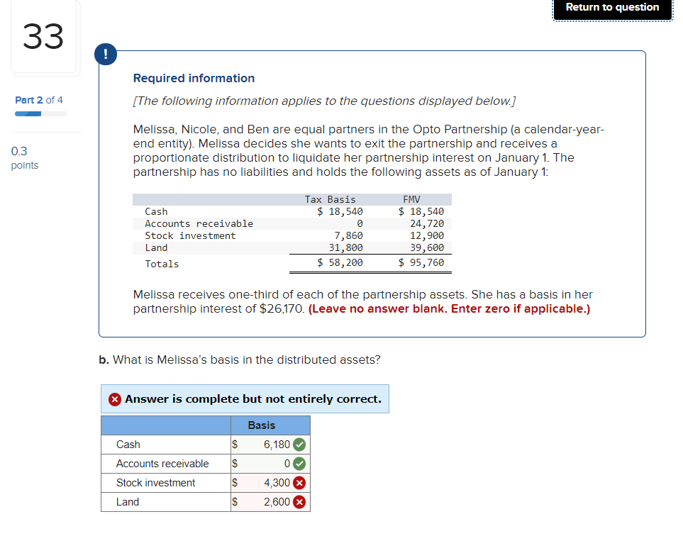 Return to question 33 Required information Part 2