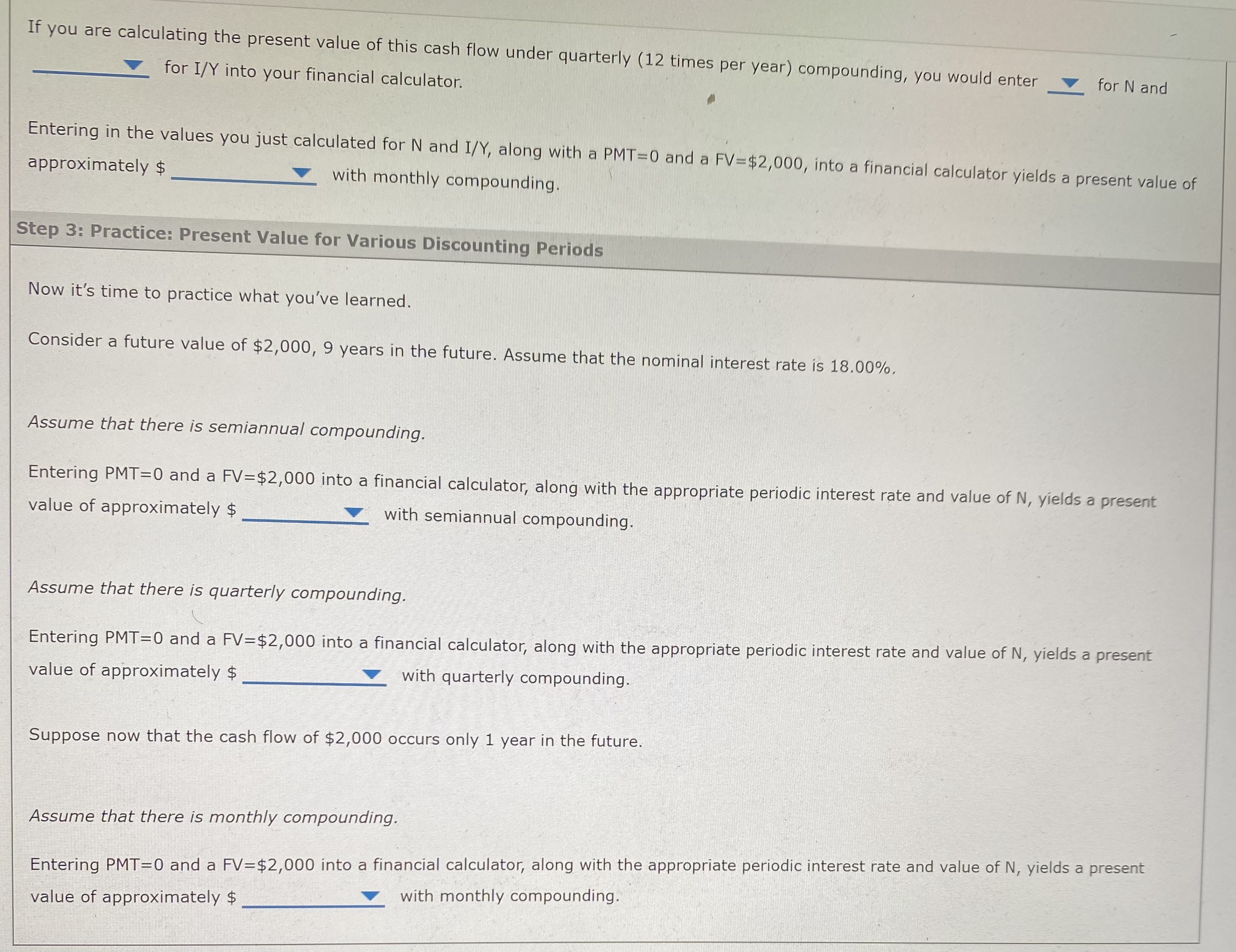 Consider a future value of $2,000, 8 years in the