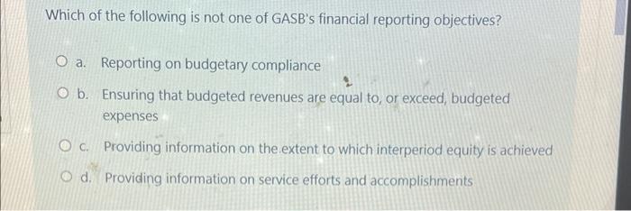 Which of the following is not one of GASB's