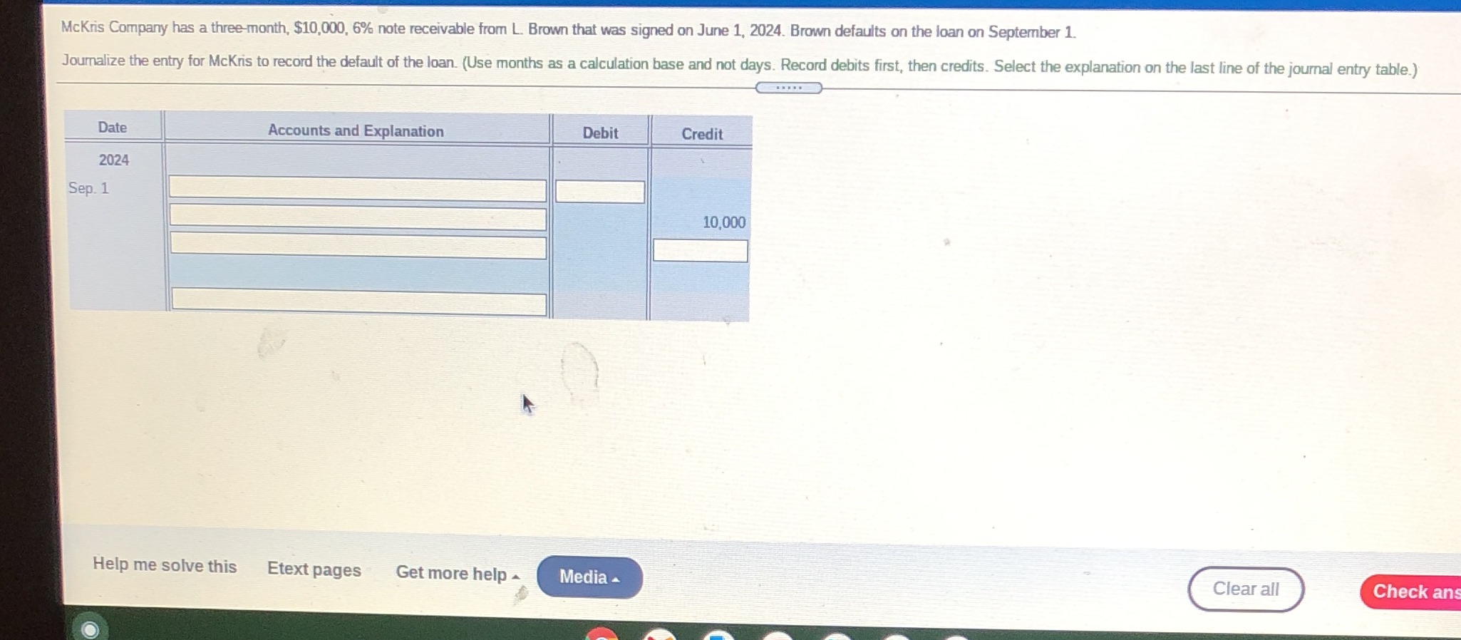 McKris Company has a three-month, $10,000, 6%