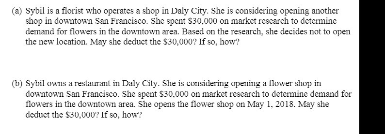 (a) Sybil is a florist who operates a shop in