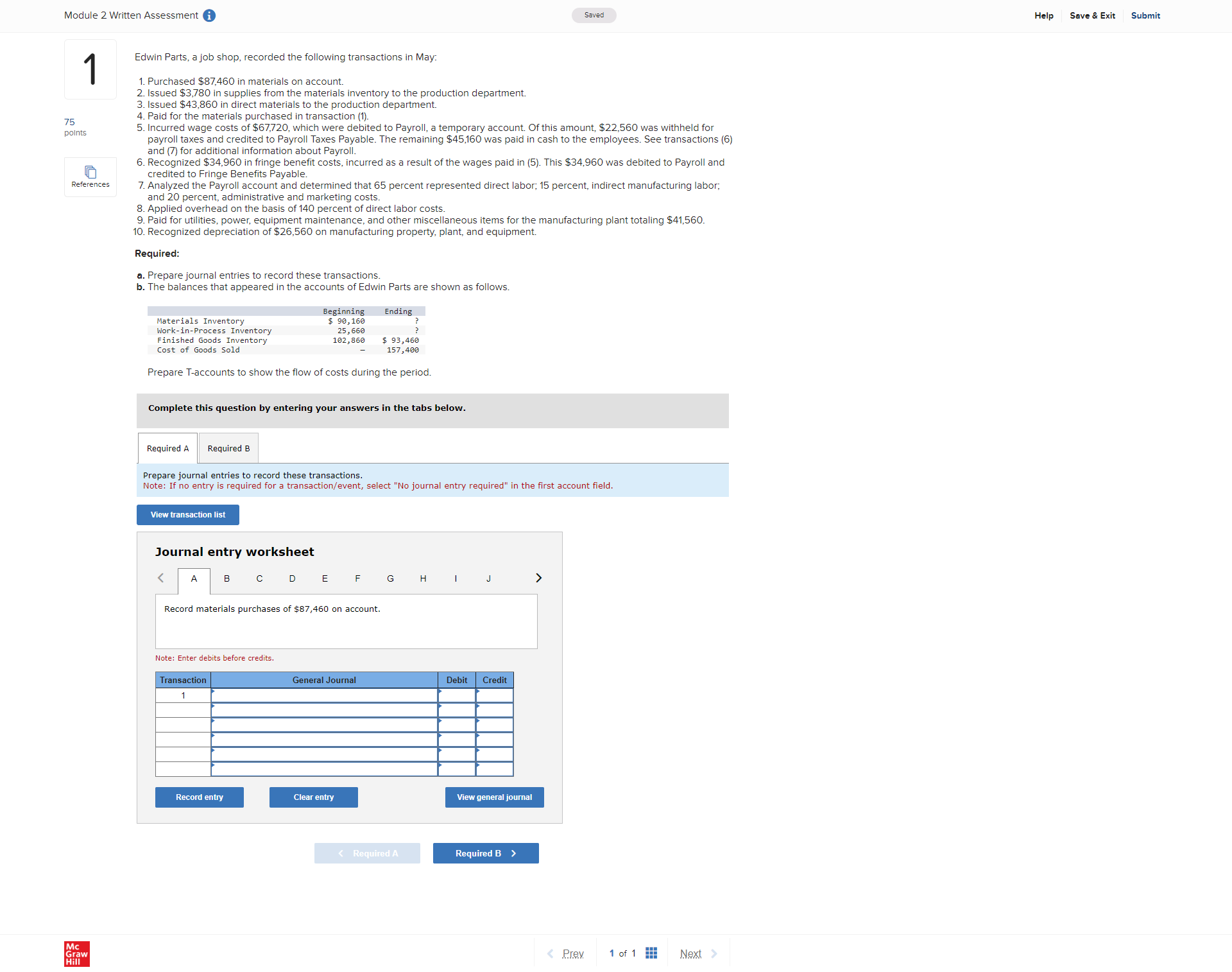 Module 2 Written Assessment Saved Help Save &