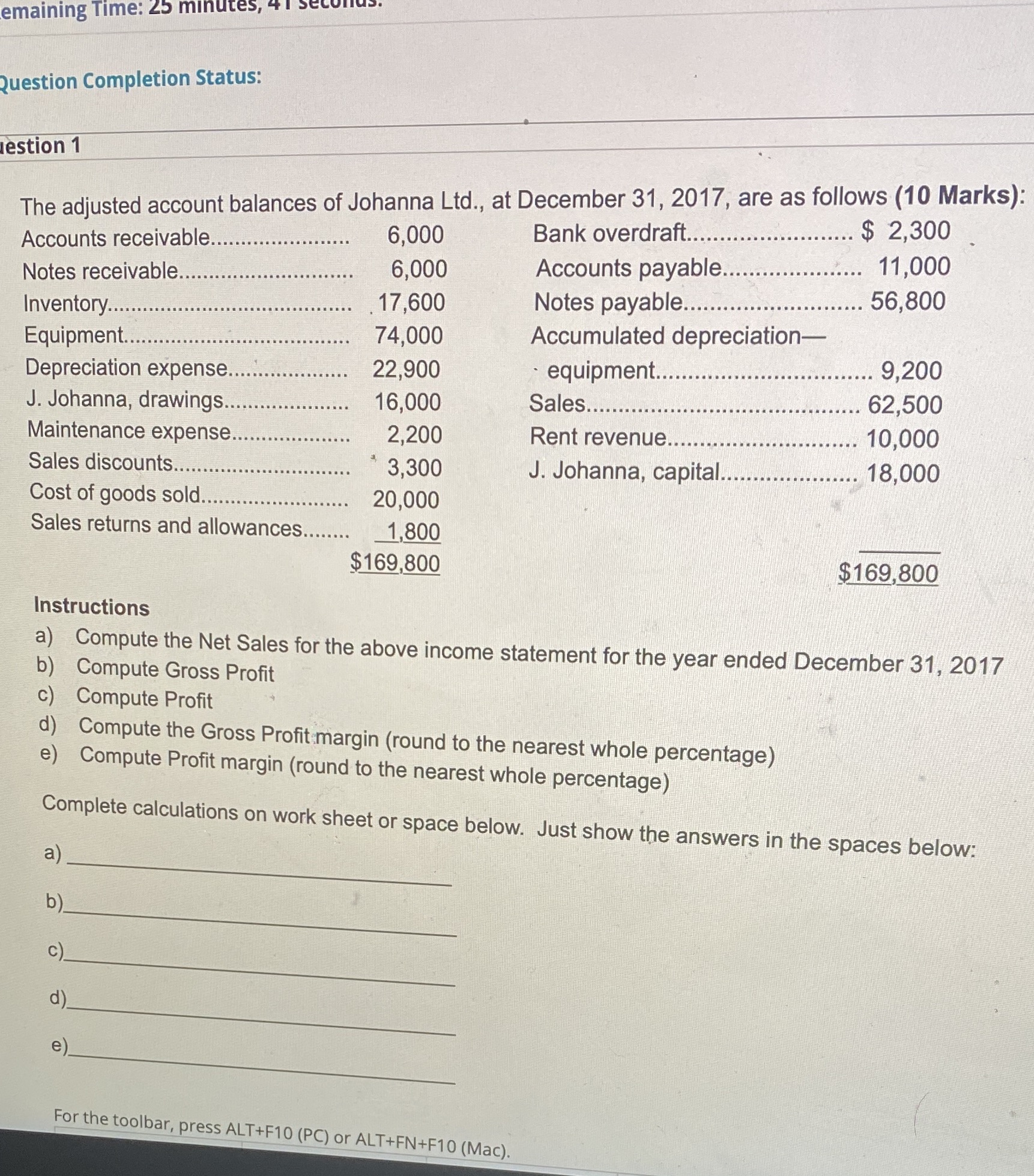 emaining Time: 25 minute Question Completion