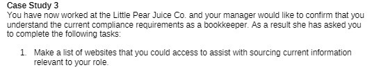 Case Study 3 You have now worked at the Little