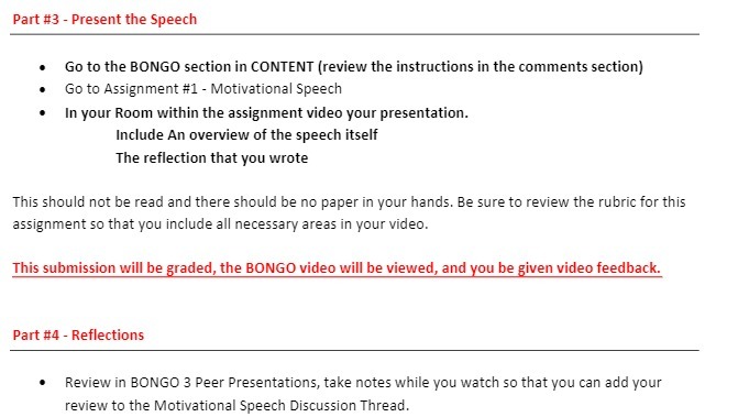 Part #3 - Present the Speech Go to the BONGO