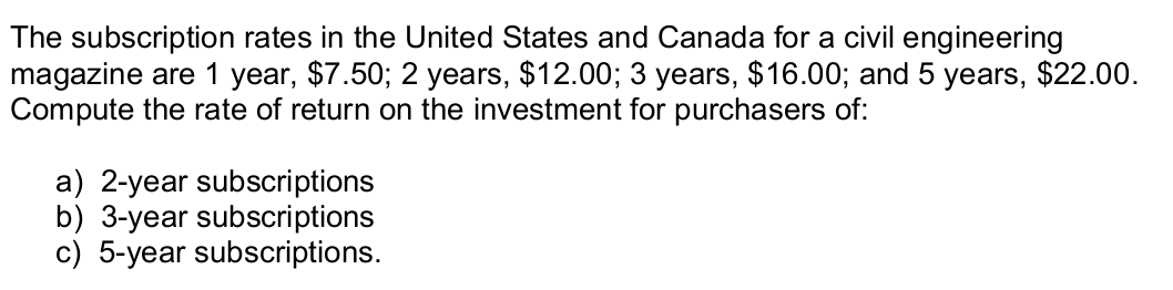 The subscription rates in the United States and