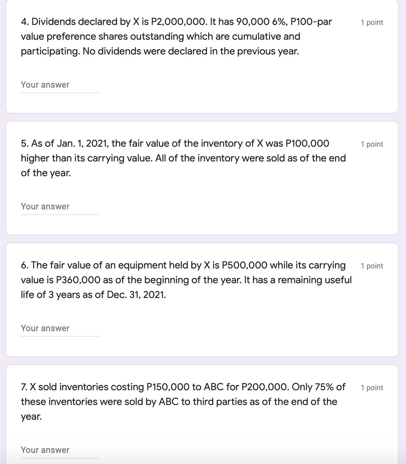 Investment in Associate (A) For numbers 1 to 11,
