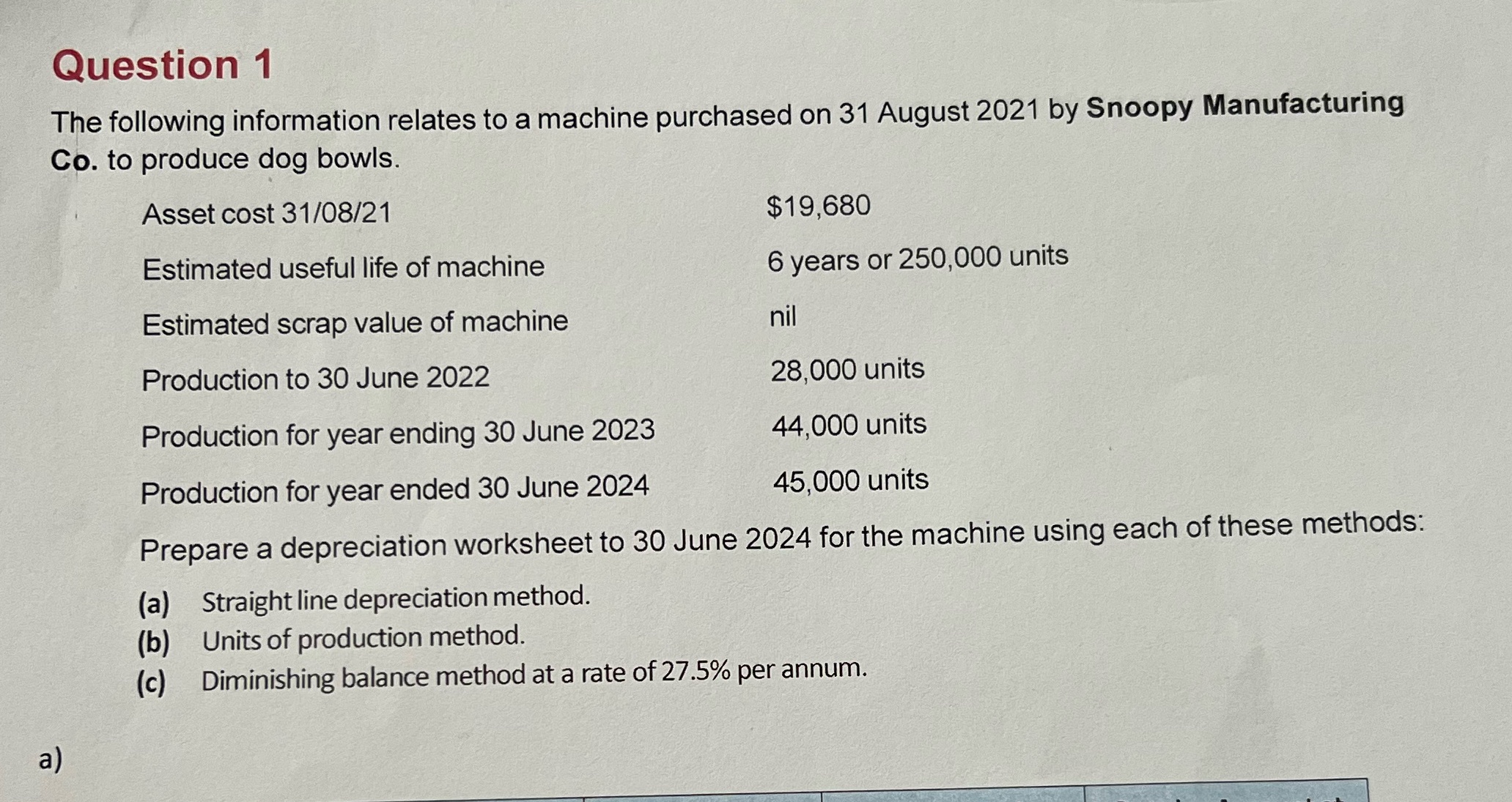Can you please answer a,b.c with the method how