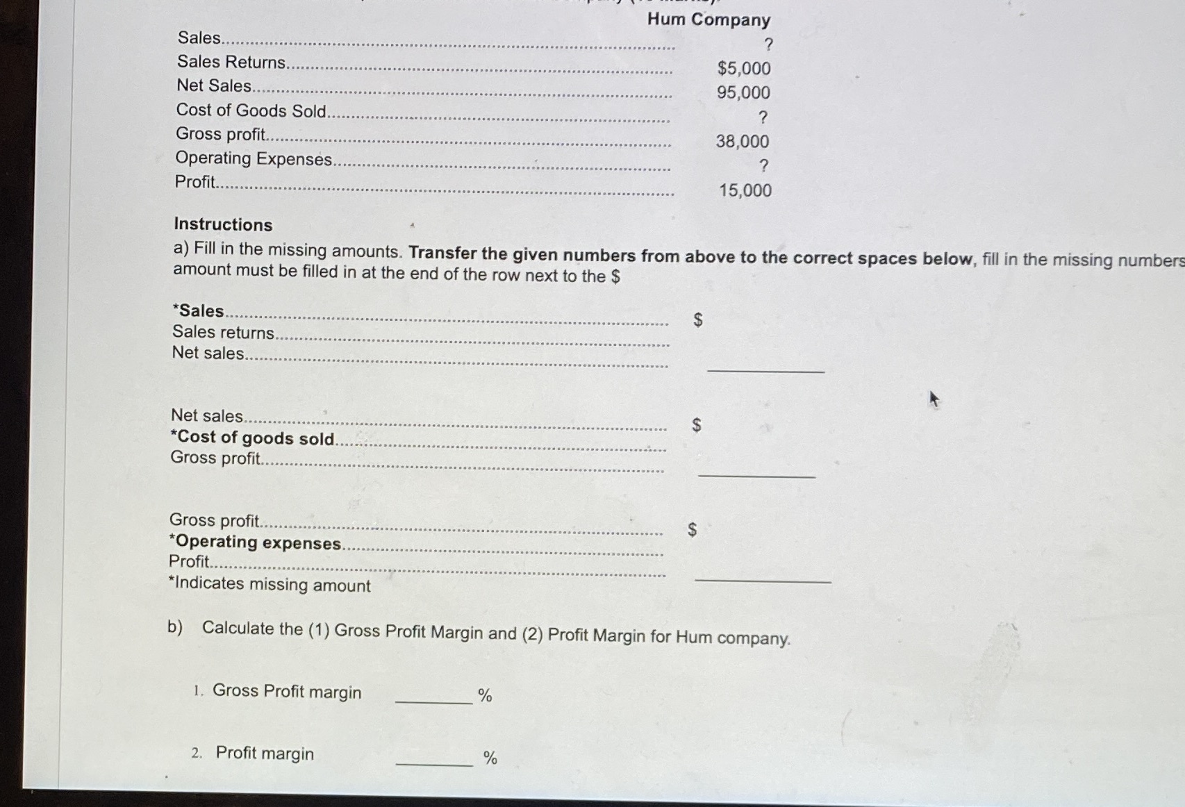 Hum Company Sales........ Sales Returns.......