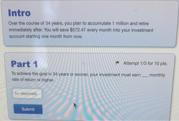 H8. Intro Over the course of 34 years, you plan