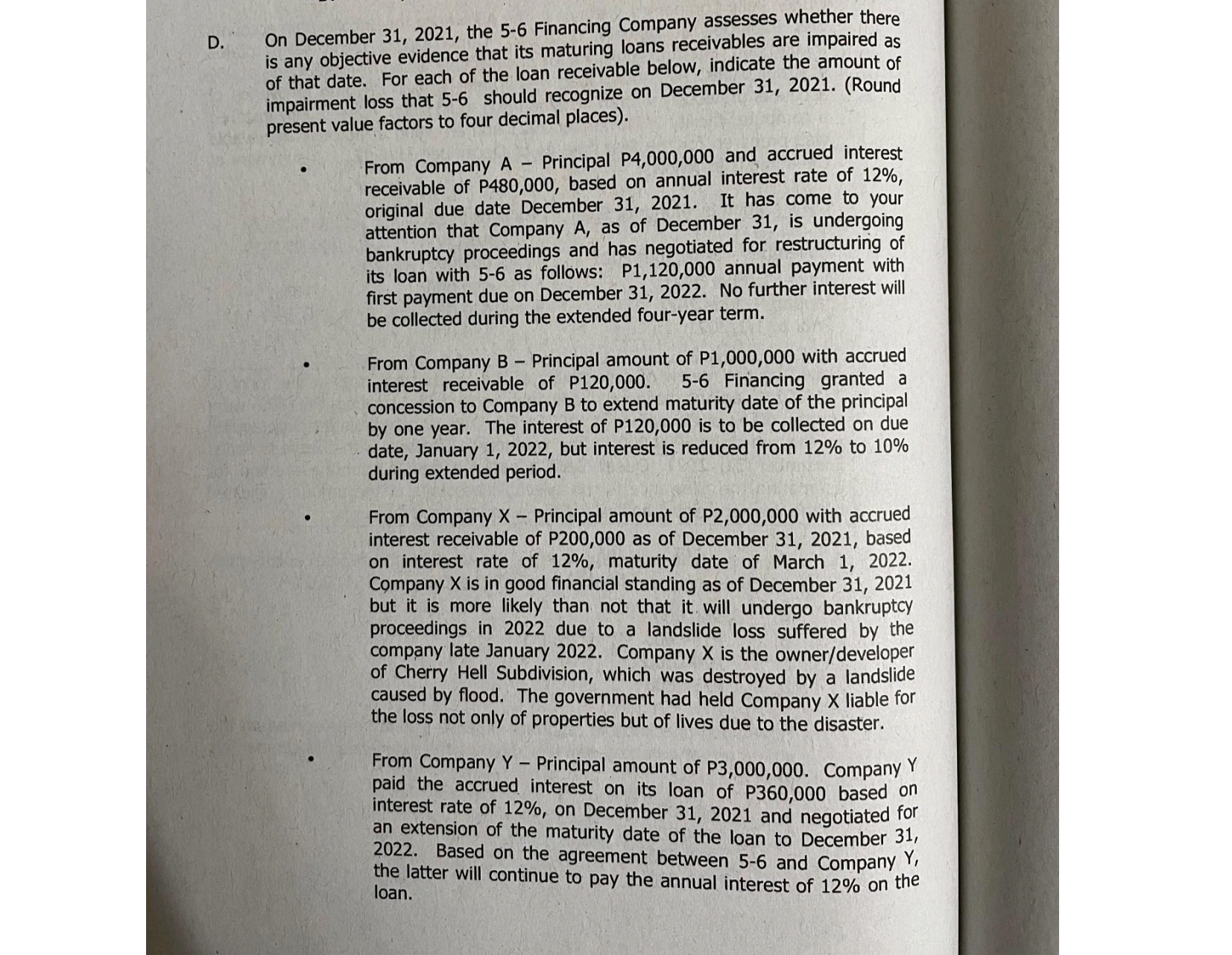 Chapter 4 - Receivables 9. Impairment loss to be