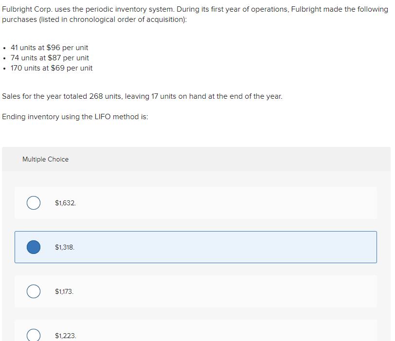 Fulbright Corp. uses the periodic inventory