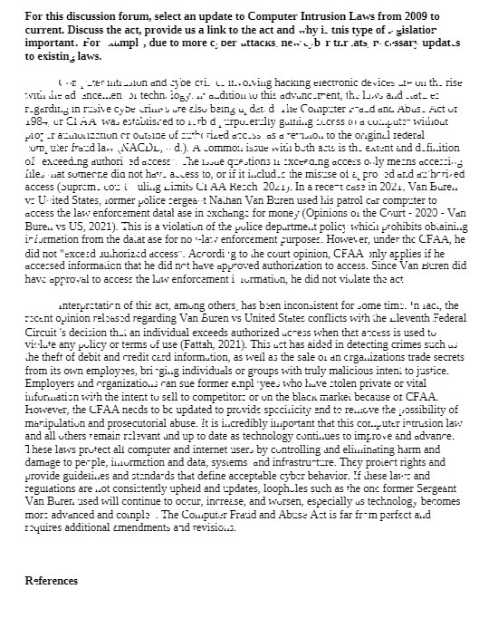 For this discussion forum, select an update to