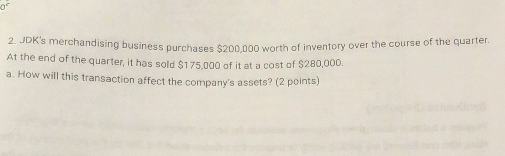 or 2. JDK's merchandising business purchases