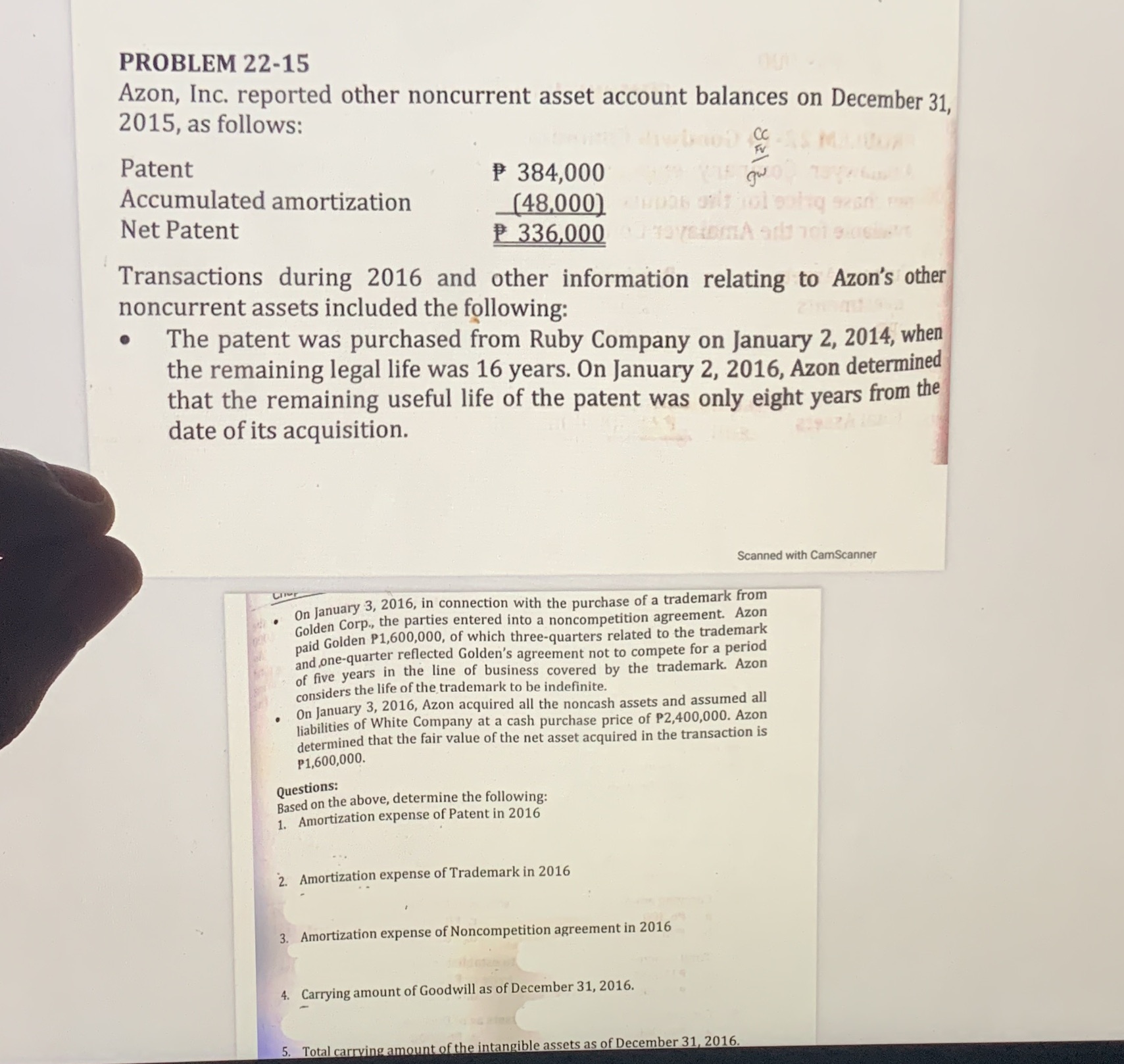 PROBLEM 22-15 Azon, Inc. reported other