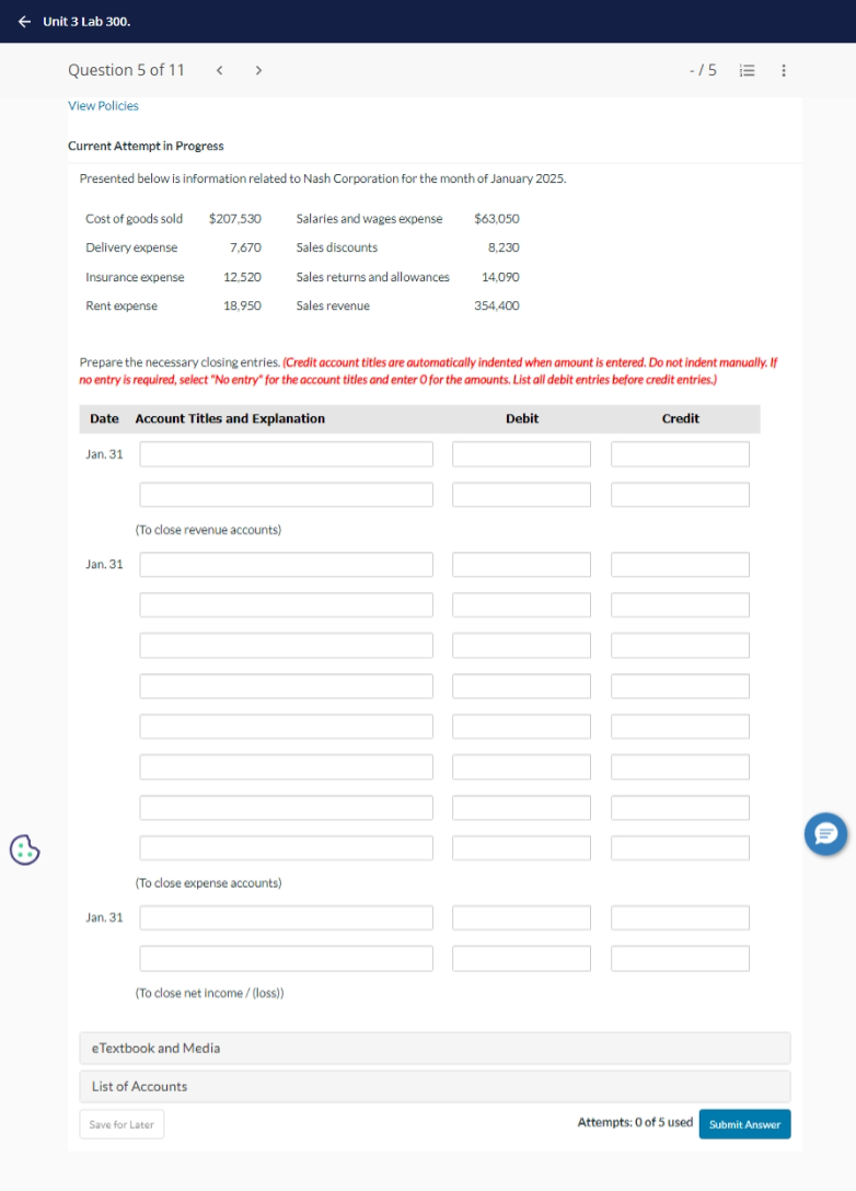 - Unit 3 Lab 300. Question 5 of 11 <  style=