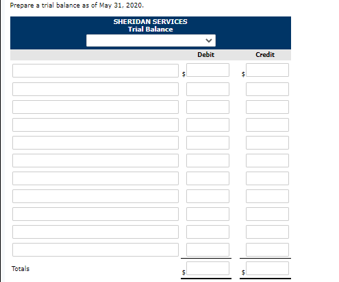 Only need help with trial balance Prepare a trial