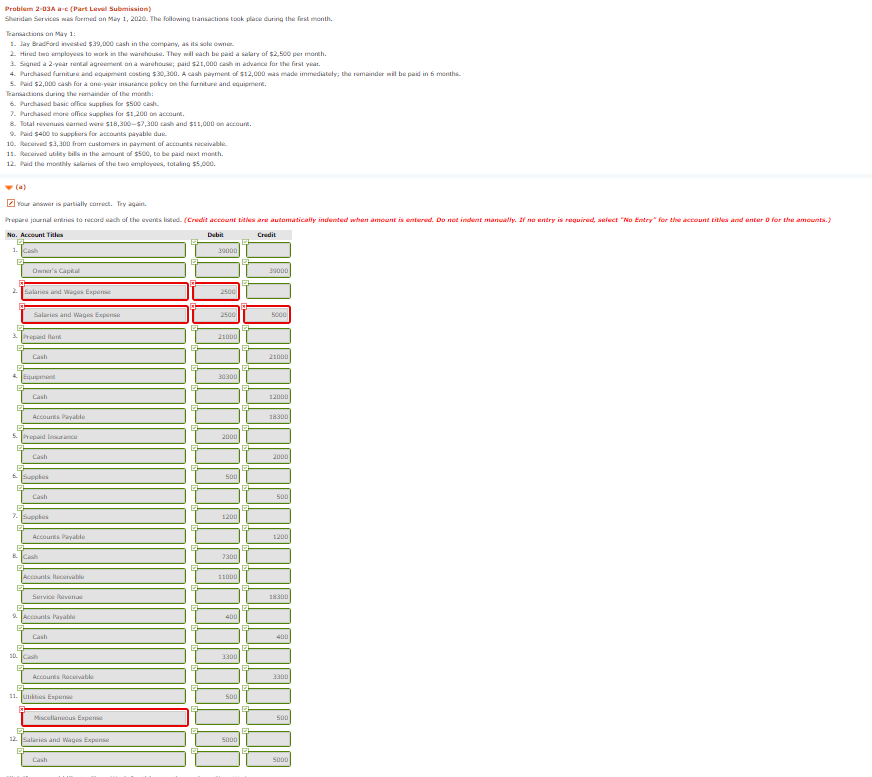 Only need help with trial balance Prepare a trial
