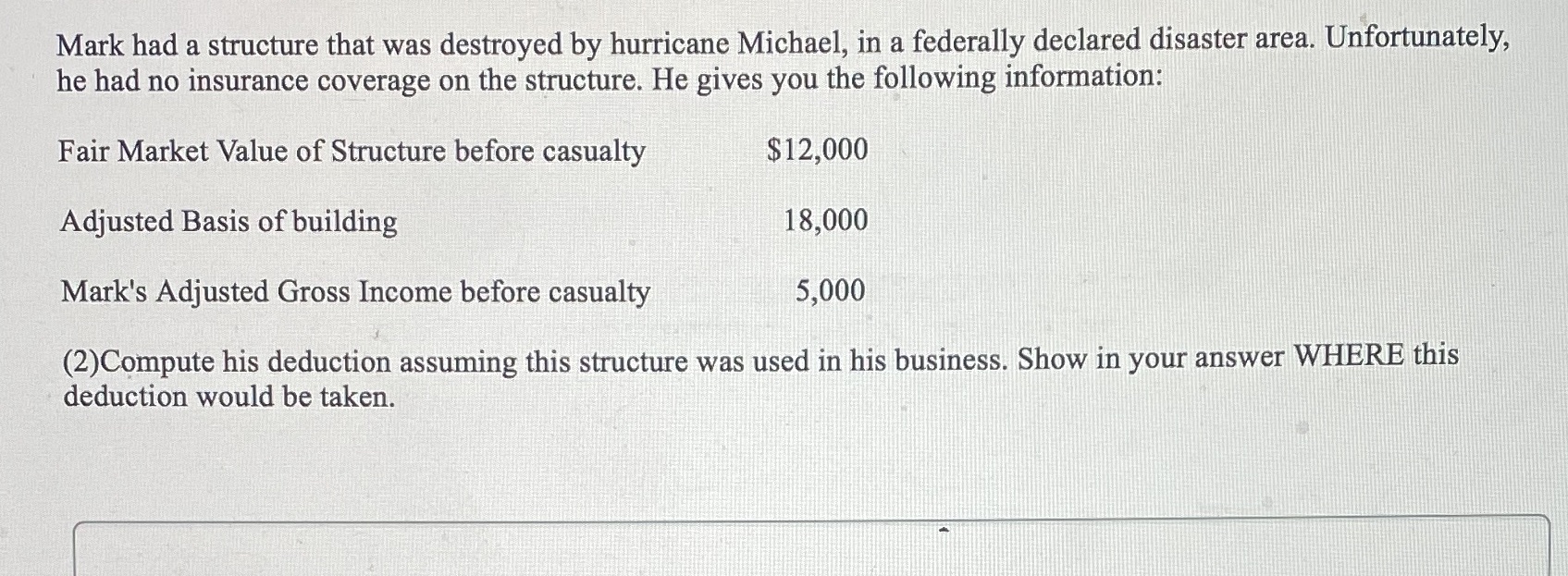 Mark had a structure that was destroyed by