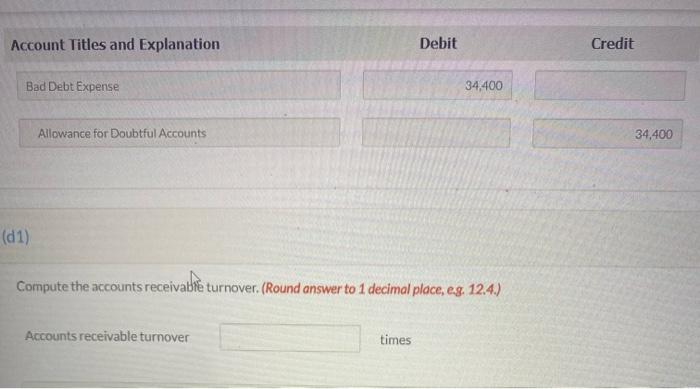 I need d1 only , provide formula, working and