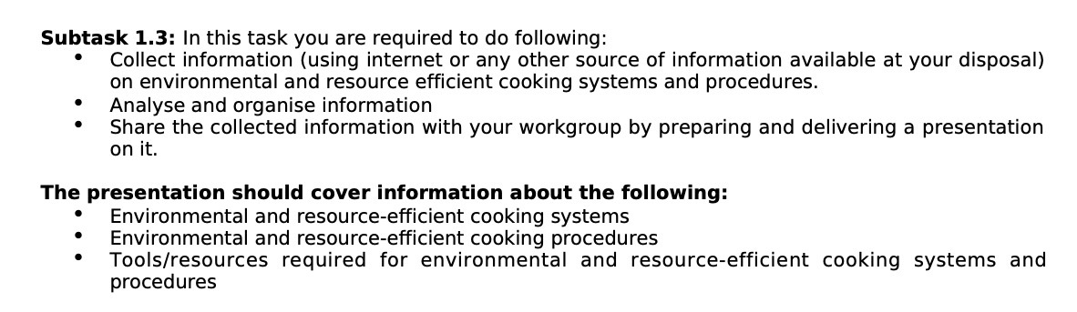 Subtask 1.3: In this task you are required to do