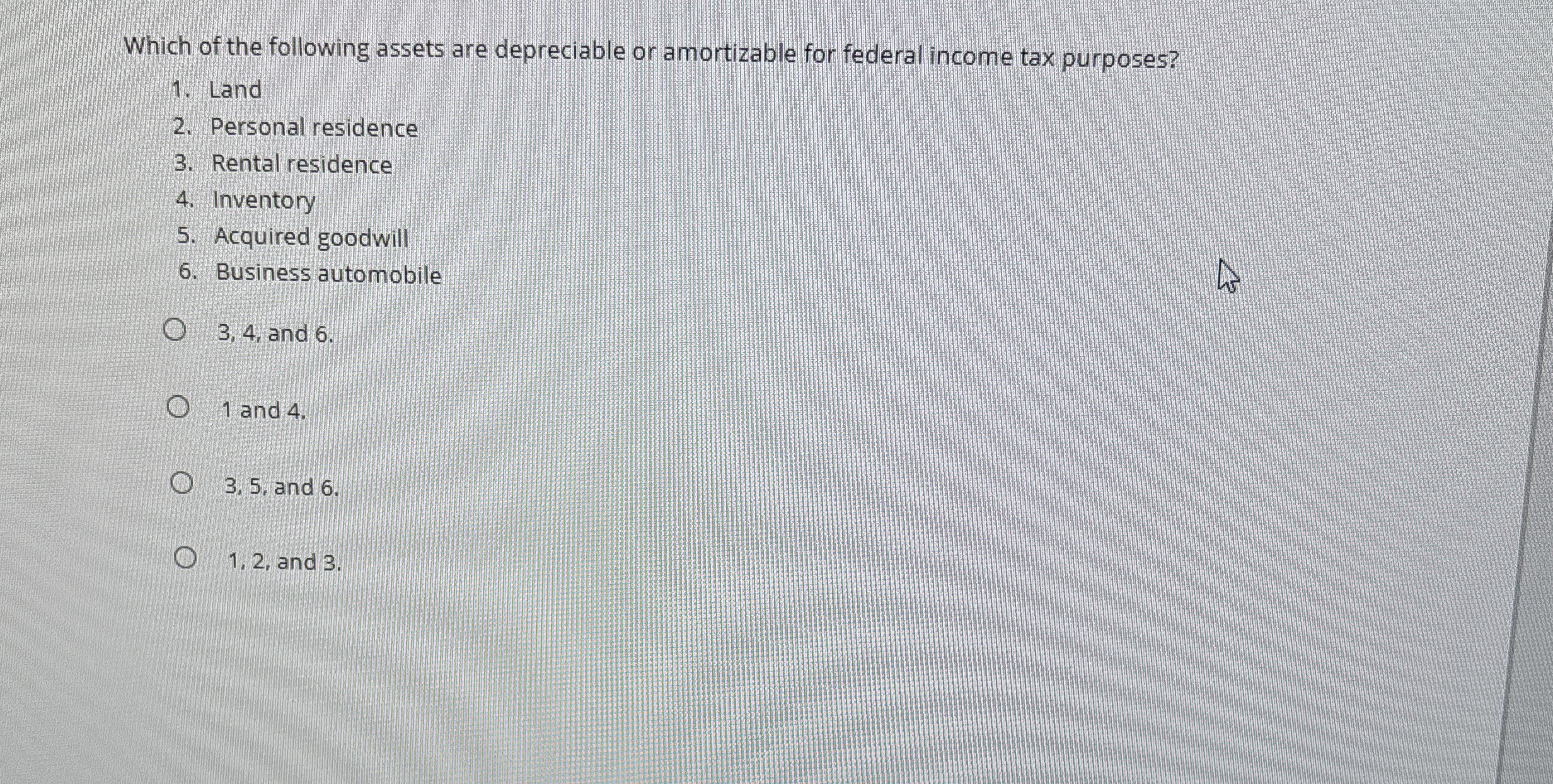 Which of the following assets are depreciable or