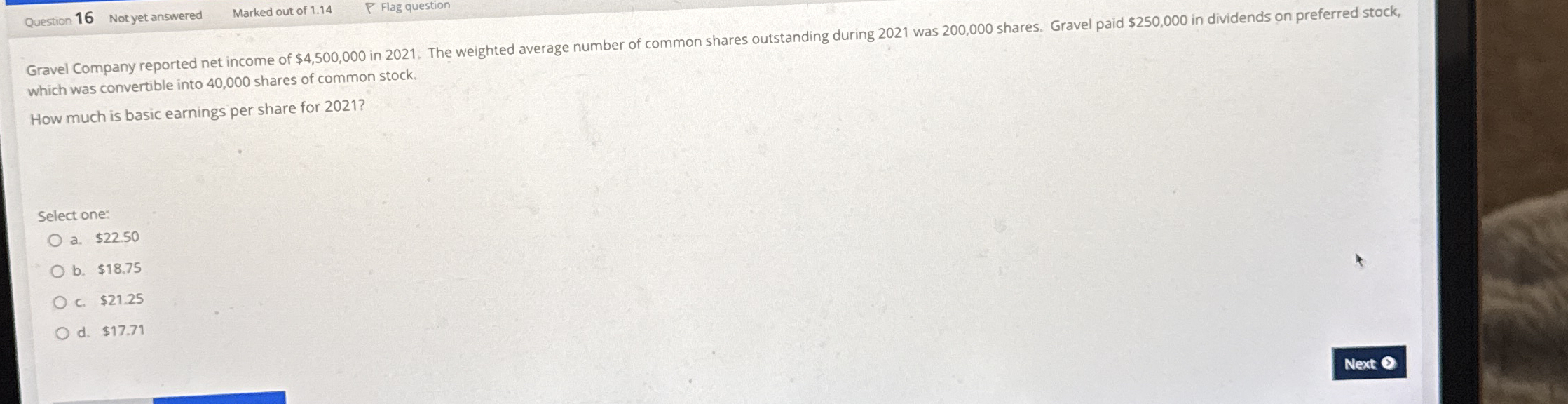 Question 1 6 Not yet answered Marked out of 1 . 1