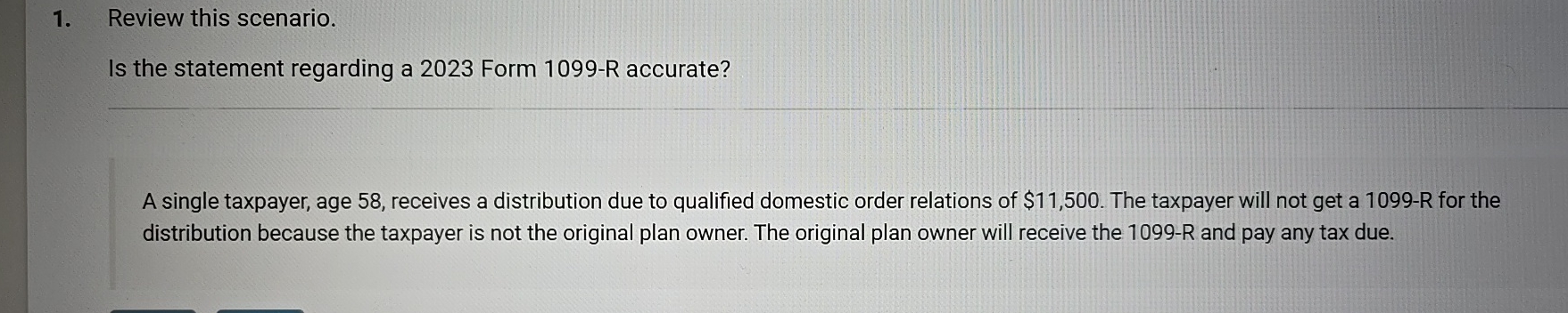 Review this scenario. Is the statement regarding