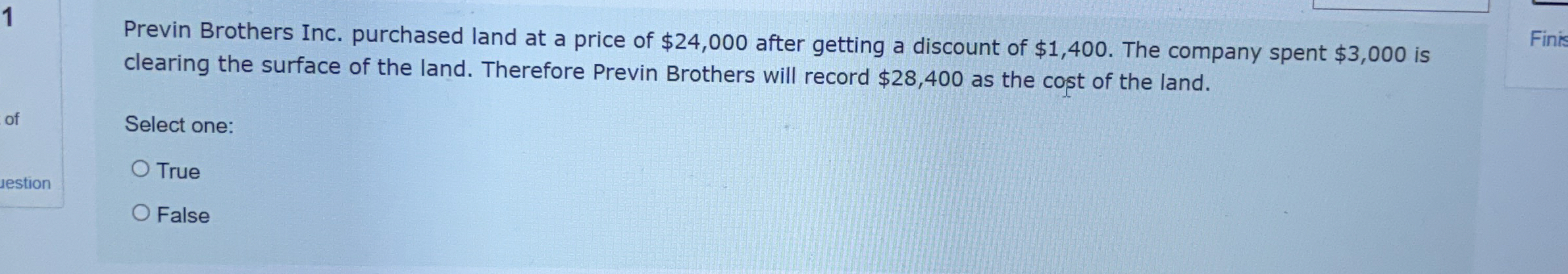 1 Previn Brothers Inc. purchased land at a price