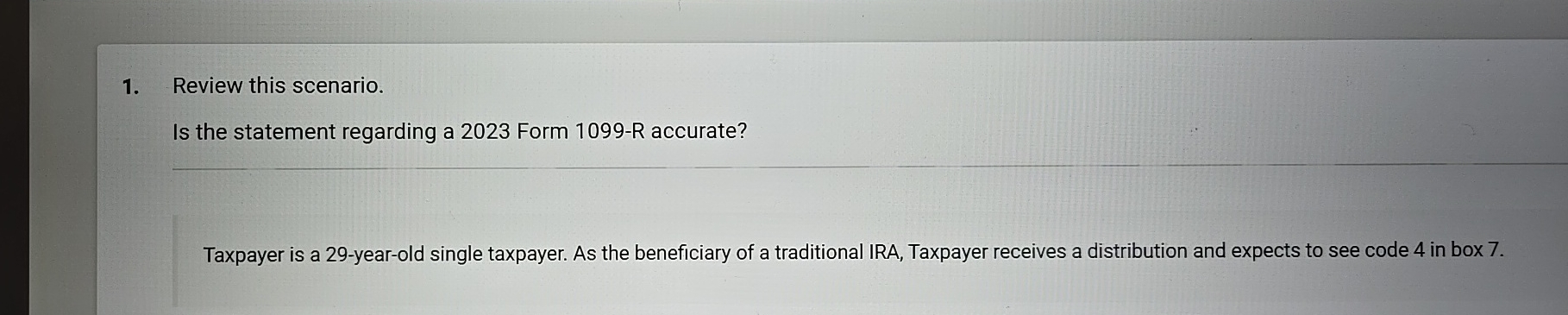 Review this scenario. Is the statement regarding