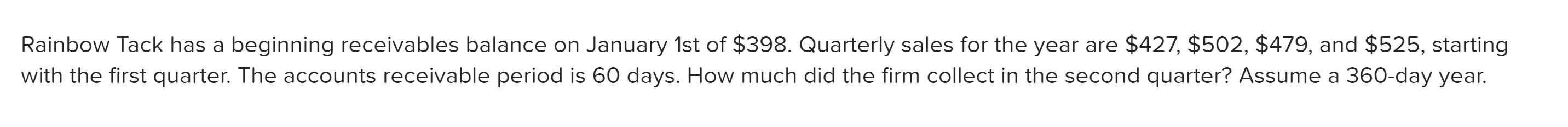 Rainbow Tack has a beginning receivables balance