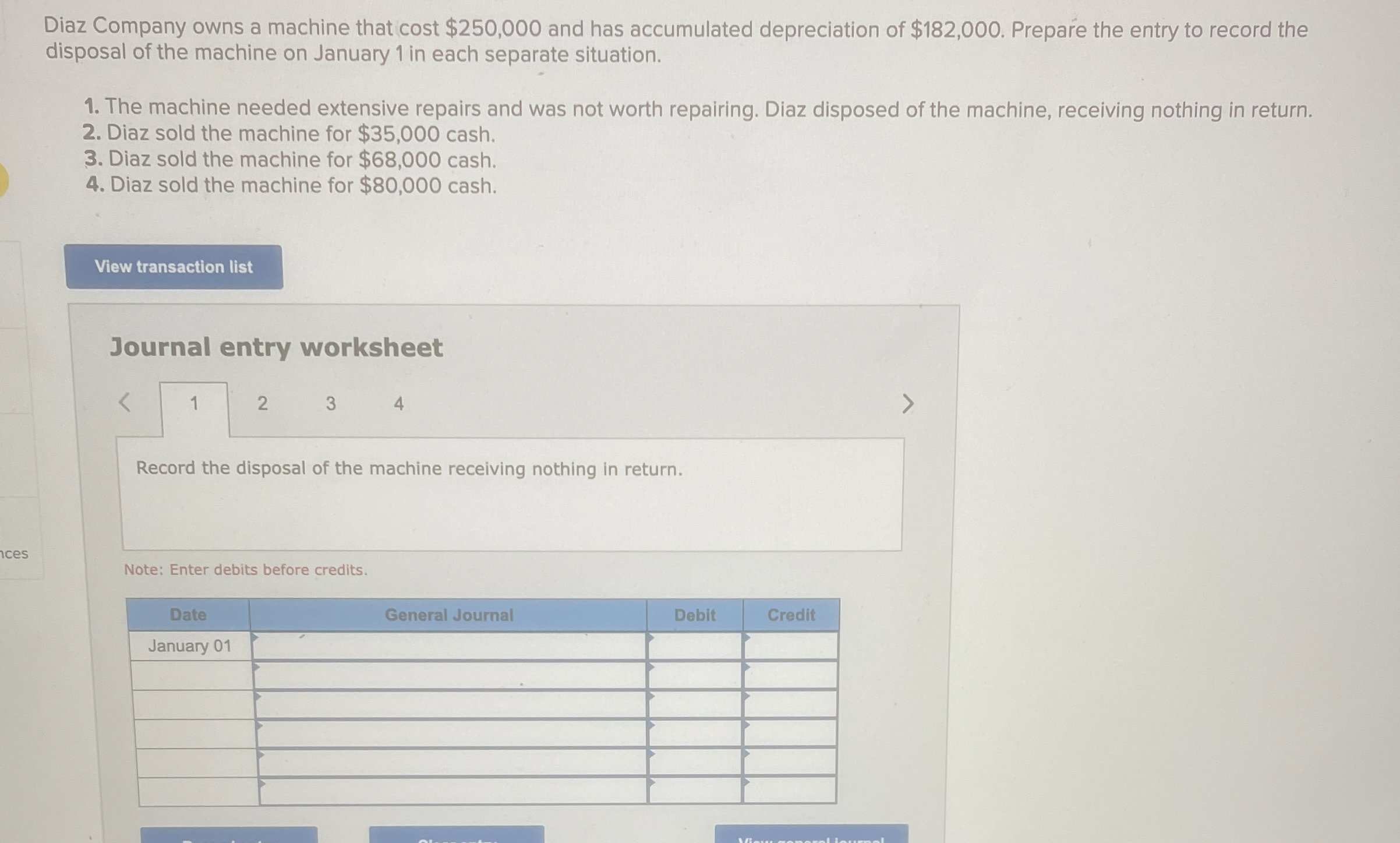 Diaz Company owns a machine that cost $ 2 5 0 , 0
