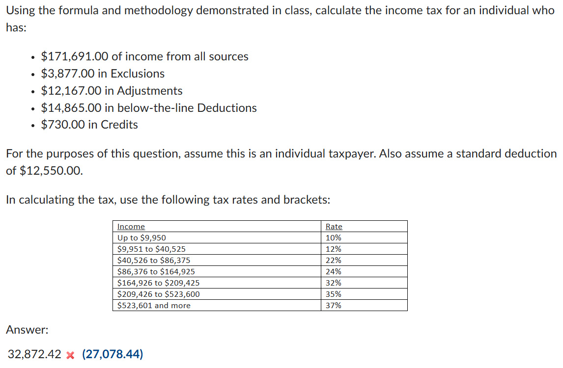 Using the formula and methodology demonstrated i