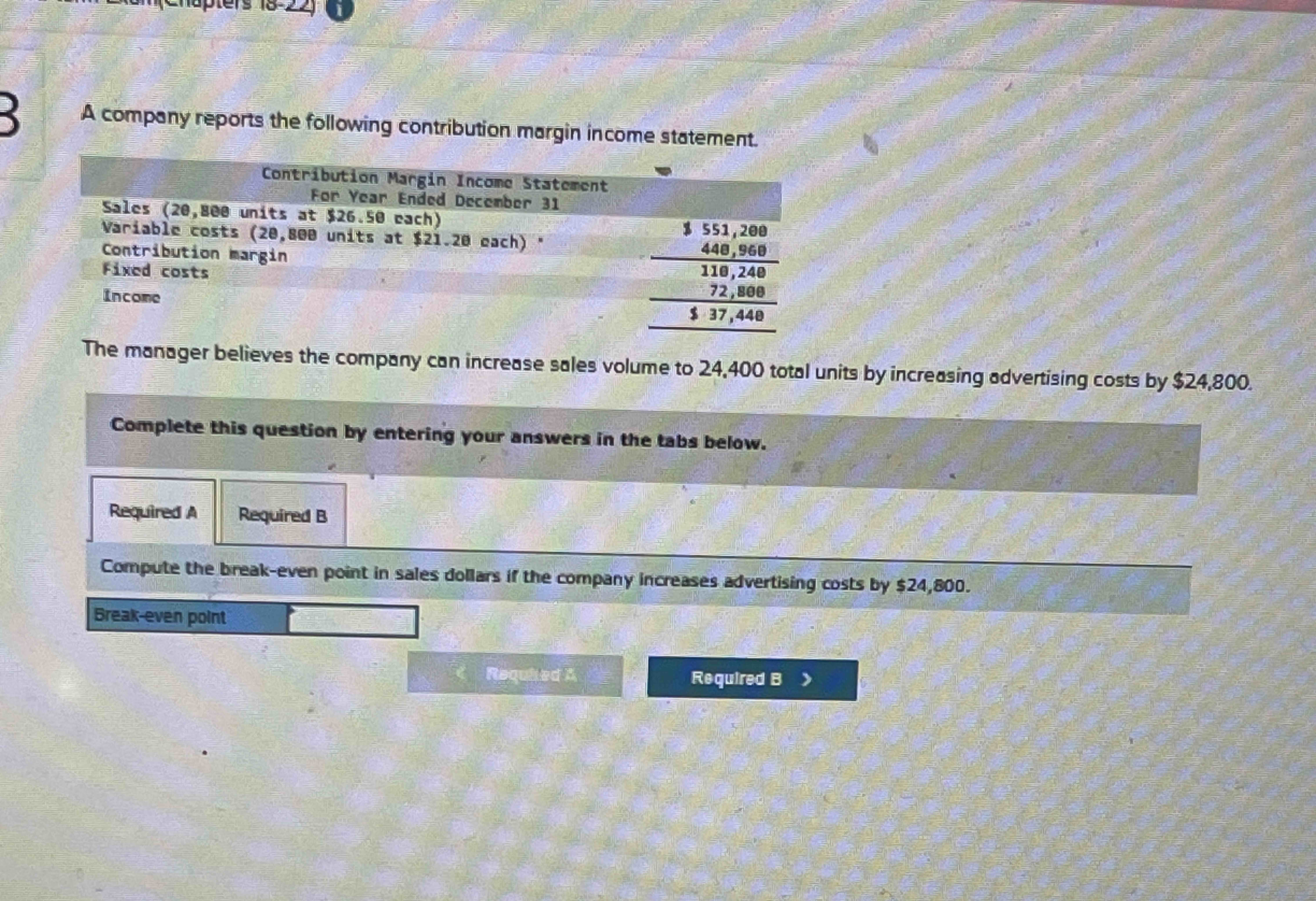 A compony reports the following contribution